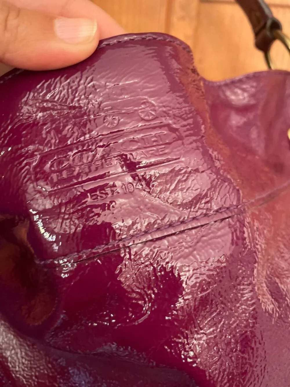 Coach Zoe Large Hobo Shoulder Bag Plum Purple Patent Leather Vintage 12776